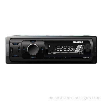 Car radio, deckless, with fixed panel and good design